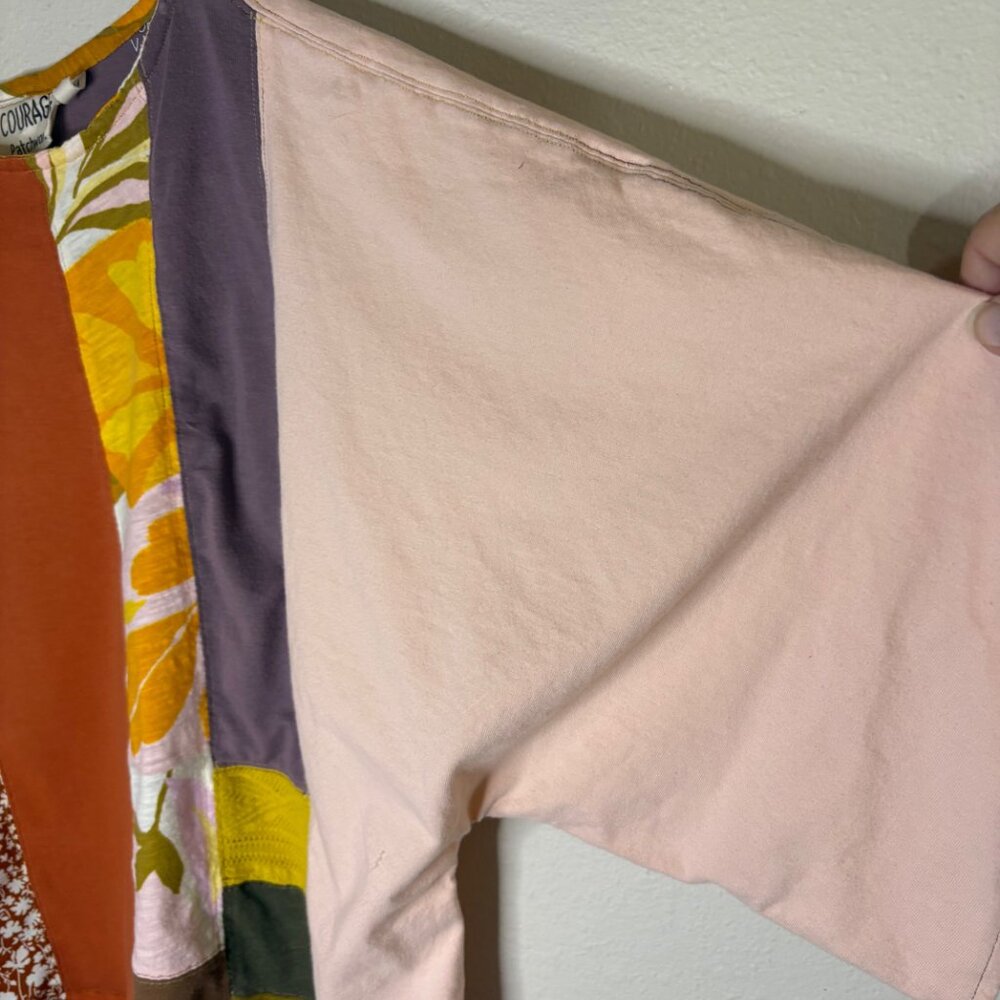 Upcycled Patchwork M Blouse Unique Retro Pink Pur… - image 4